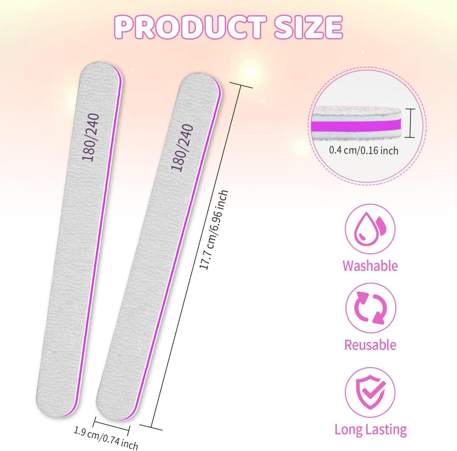 50er Pack Nagelfeilen 180/240 Grit für Naturnägel, professionelle