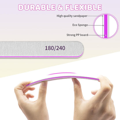 50 Stück Profi Nagelfeilen 180/240 Grit Naturnägel Nailart Studio