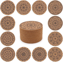 12er Set Korkuntersetzer Indisches Blumenmuster 10cm rund