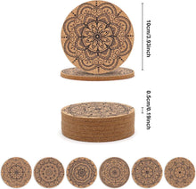 12er Set Korkuntersetzer Blumenmuster 10cm runde