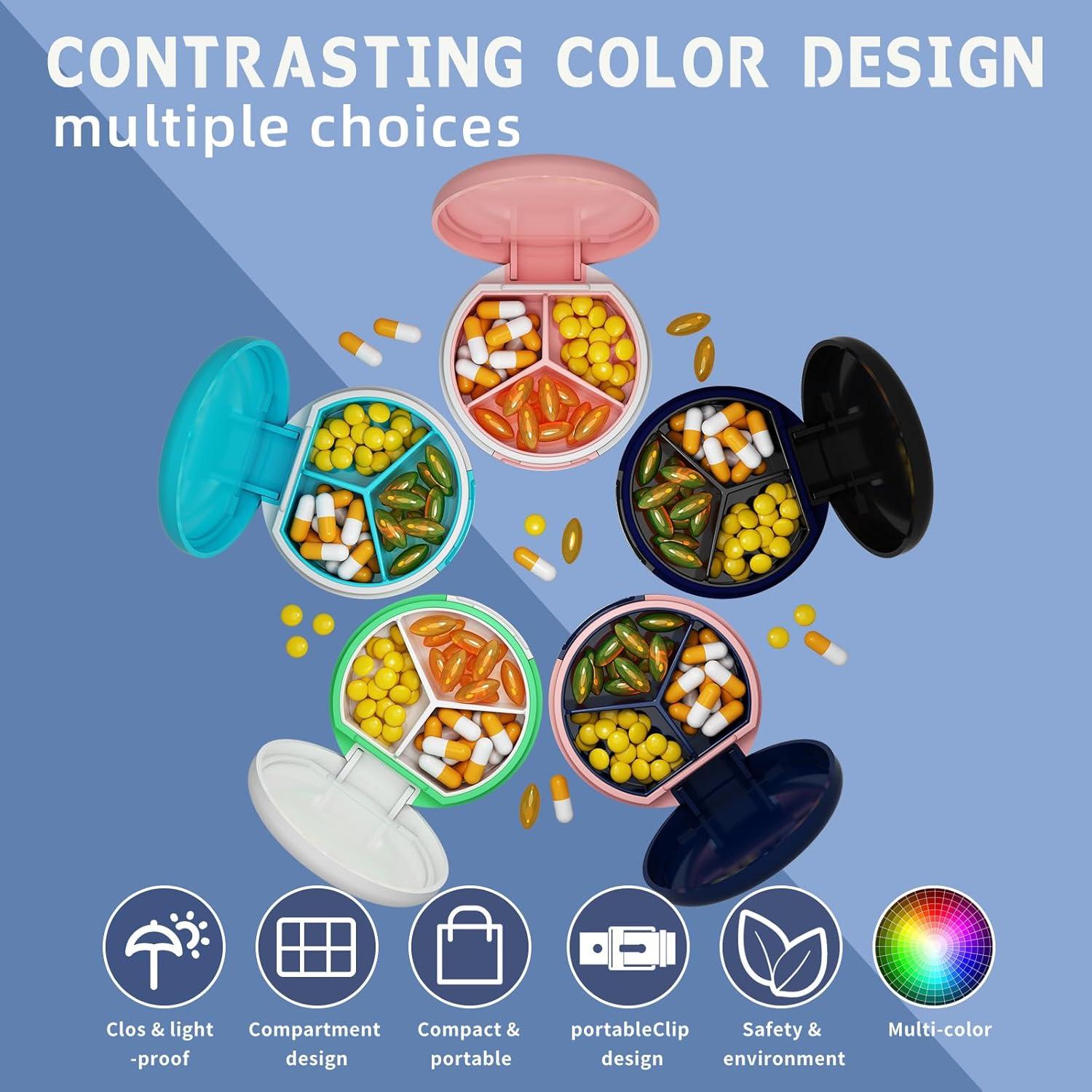 Tablettenbox 3 Fächer Wasserdichte Pillendose für Reise & täglichen