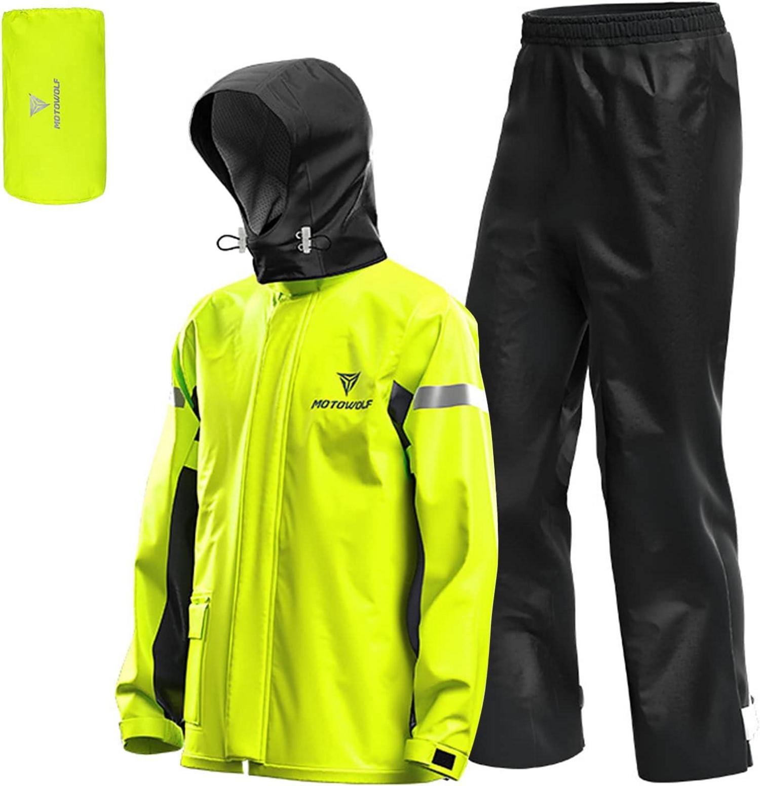 Herren Motorrad Regenanzug Wasserdicht Reflektierend Gelb XL