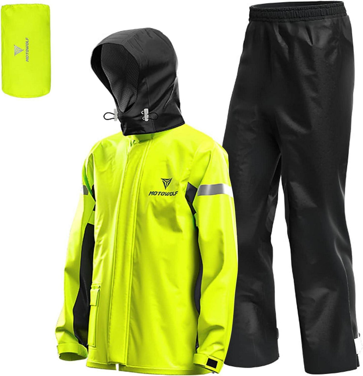 Herren Motorrad Regenanzug Wasserdicht Reflektierend Gelb XL