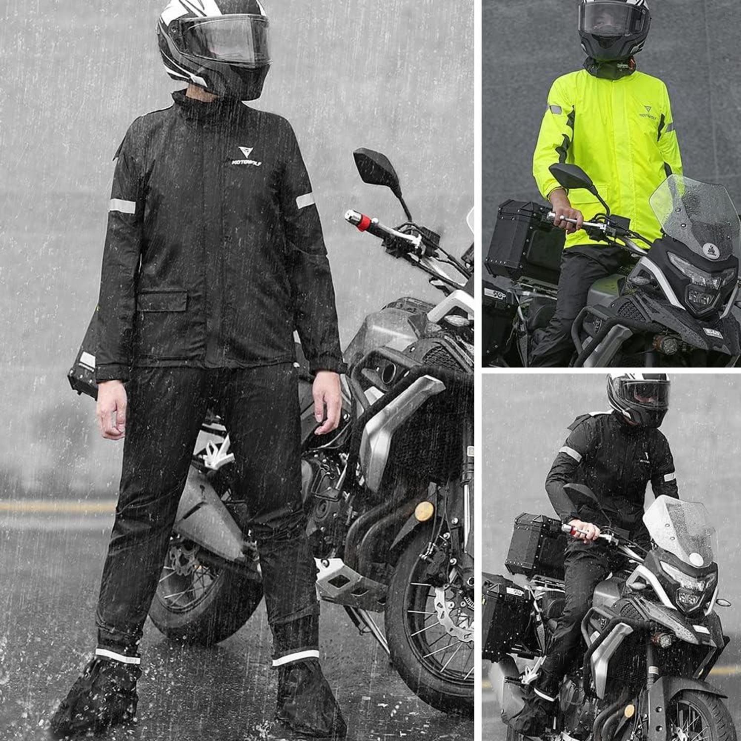 Lixada Herren Motorrad Regenanzug Wasserdicht Reflektierend Gelb XL