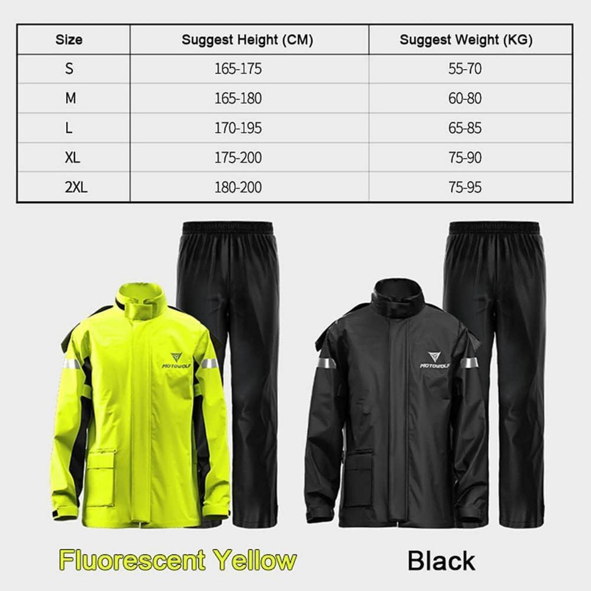 Herren Motorrad Regenanzug wasserdicht reflektierend XXL Schwarz