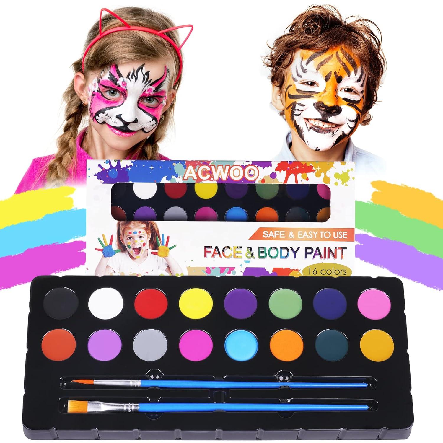 Kinderschminke Set 16 Farben Schminkpalette Waschbar Face Paint