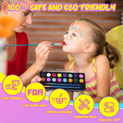 Kinderschminke Set 16 Farben Schminkpalette Waschbar Face Paint