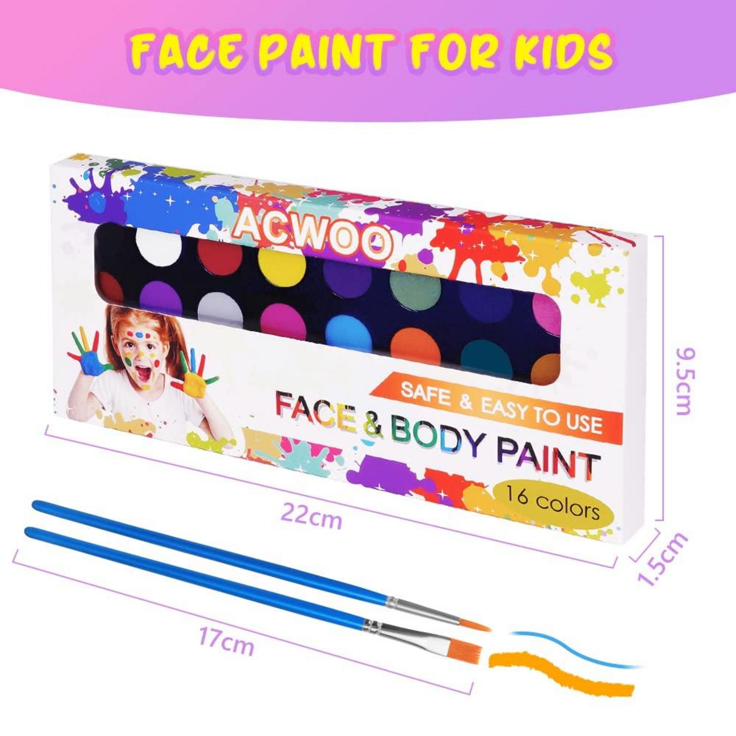 ACWOO Kinderschminke Set 16 Farben Schminkpalette Mädchen Halloween Weihnachten