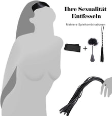 BDSM Fesseln Set mit Flogger Leder Peitsche Augenbinde