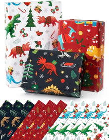 Weihnachts Dinosaurier Packpapier 10 Blatt 51x69cm Dino Geschenkpapier