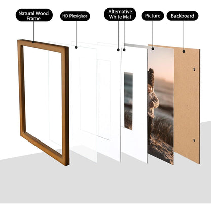Bilderrahmen 4er Set Braun Holzrahmen Acrylglas 5x7/8x10