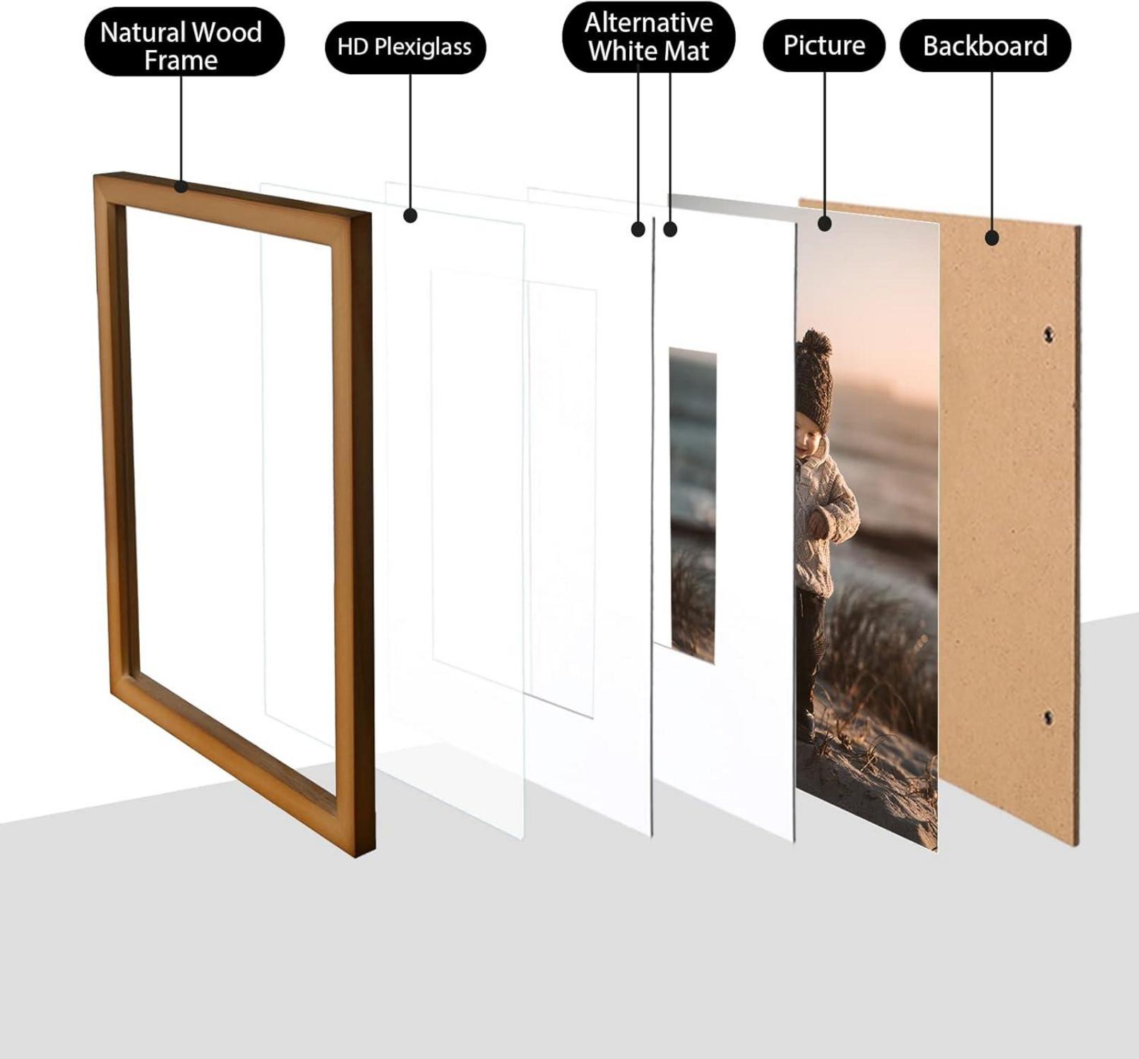Bilderrahmen Set Holzrahmen Acryl-Plexiglas 5x7/8x10 11x14 Matte Tisch