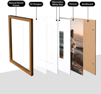 Bilderrahmen Set Holzrahmen Acryl-Plexiglas 5x7/8x10 11x14 Matte Tisch