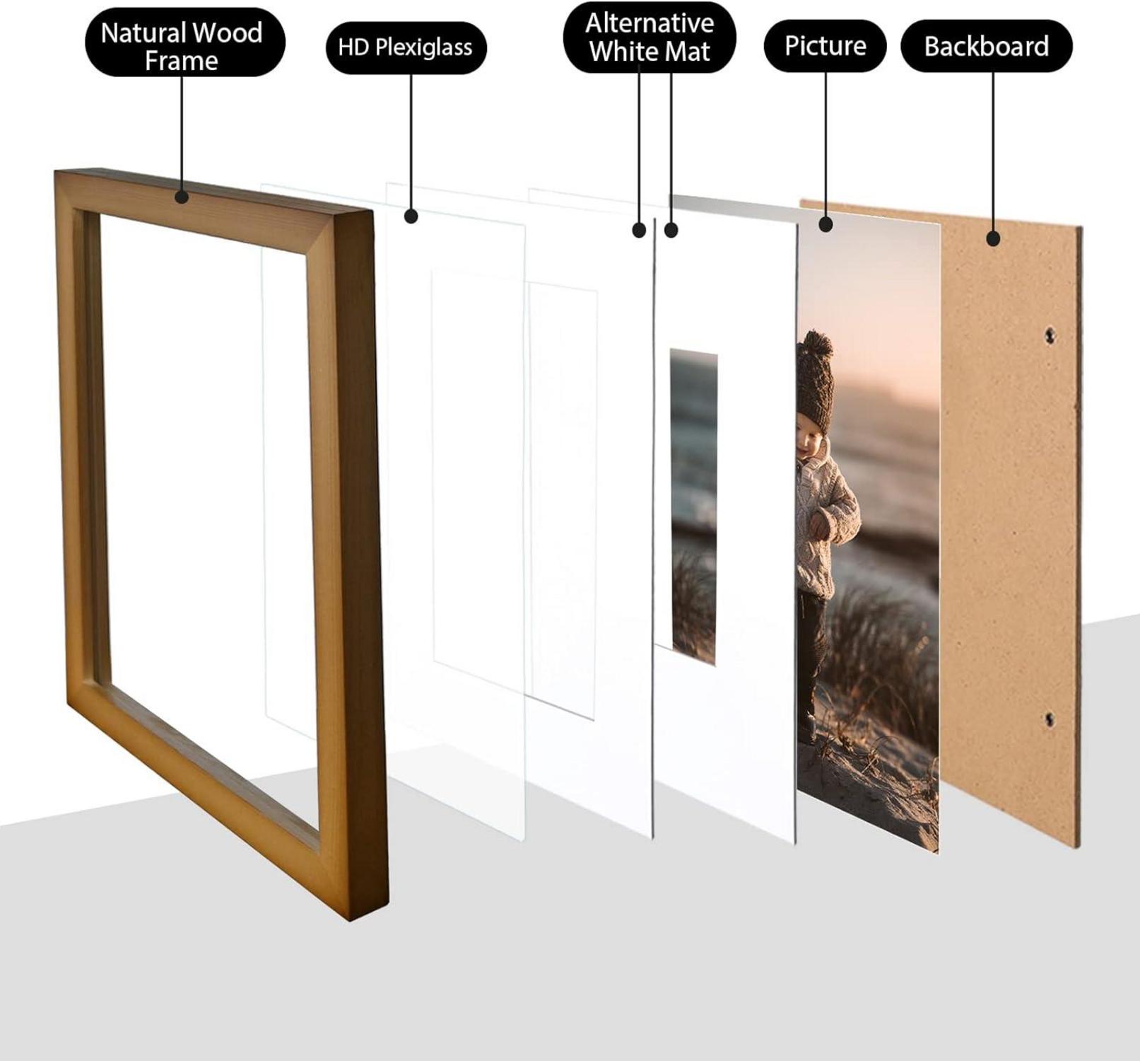 Bilderrahmen Set Holz mit Acrylglas für 4x6/5x7 Fotos, 8x10 ohne