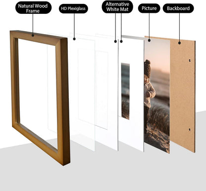 Bilderrahmen Set Holz mit Acrylglas für 4x6/5x7 Fotos, 8x10 ohne