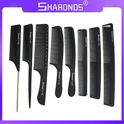 Professionelles Barber Carbon Kamm Set Haarkamm 8 Stück