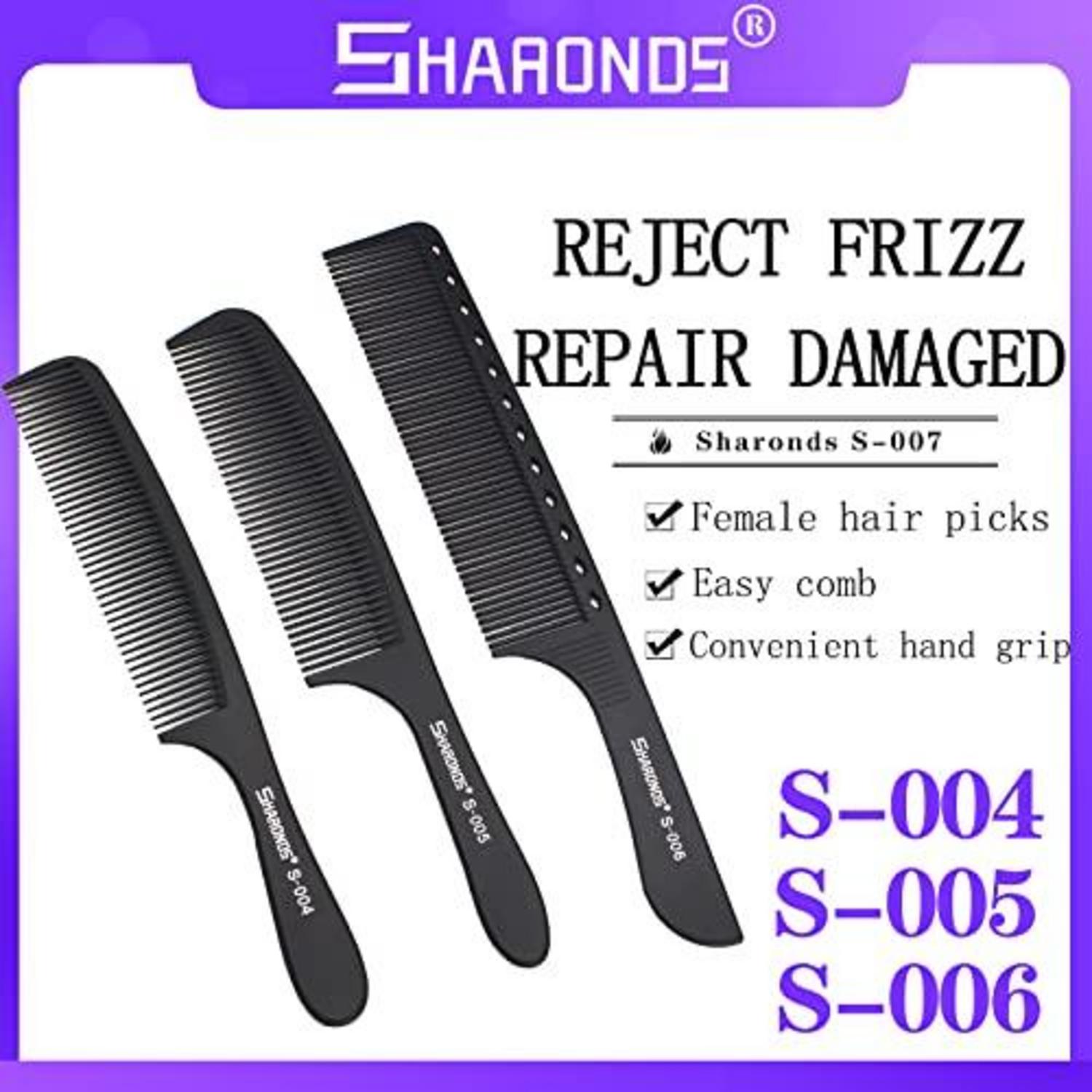 Professionelles hitzebeständiges Carbon Barber Kamm Set 8 Stück Schwarz
