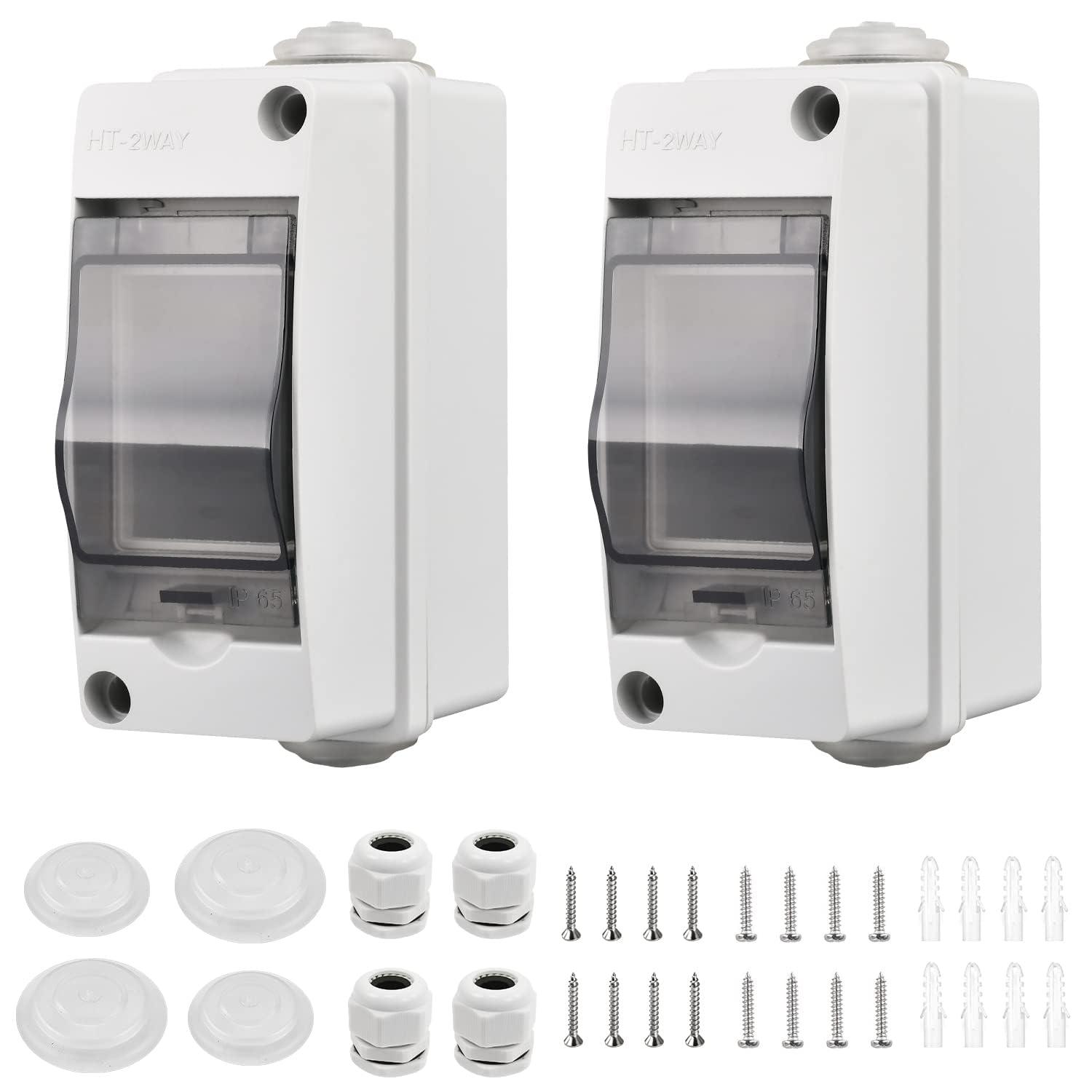 2er Set IP65 Sicherungskasten Aufputz 1-reihig 2 Module