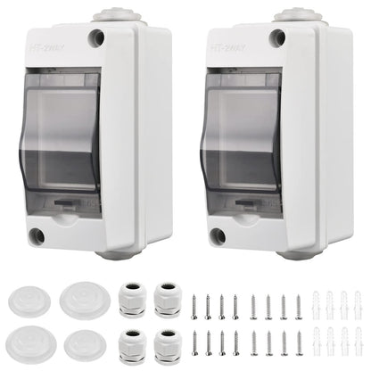 2er Set IP65 Sicherungskasten Aufputz 1-reihig 2 Module