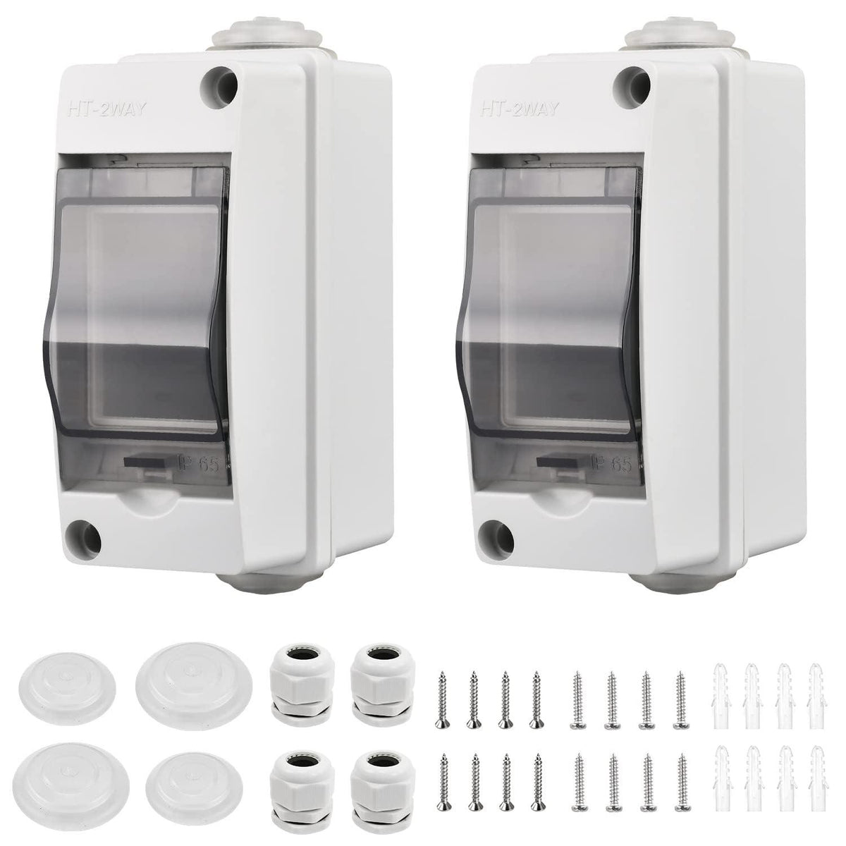 2er Set IP65 Sicherungskasten Aufputz 1-reihig 2 Module