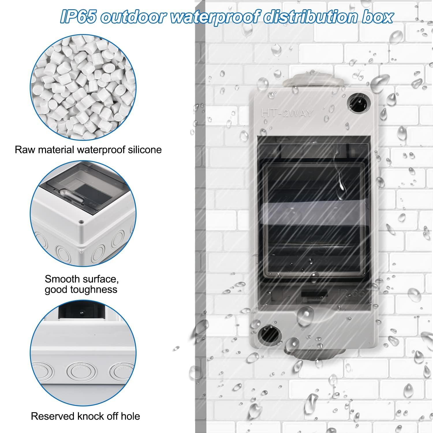 2x Aufputz Sicherungskasten IP65 1-reihig 2 Module 4 Anschlüsse