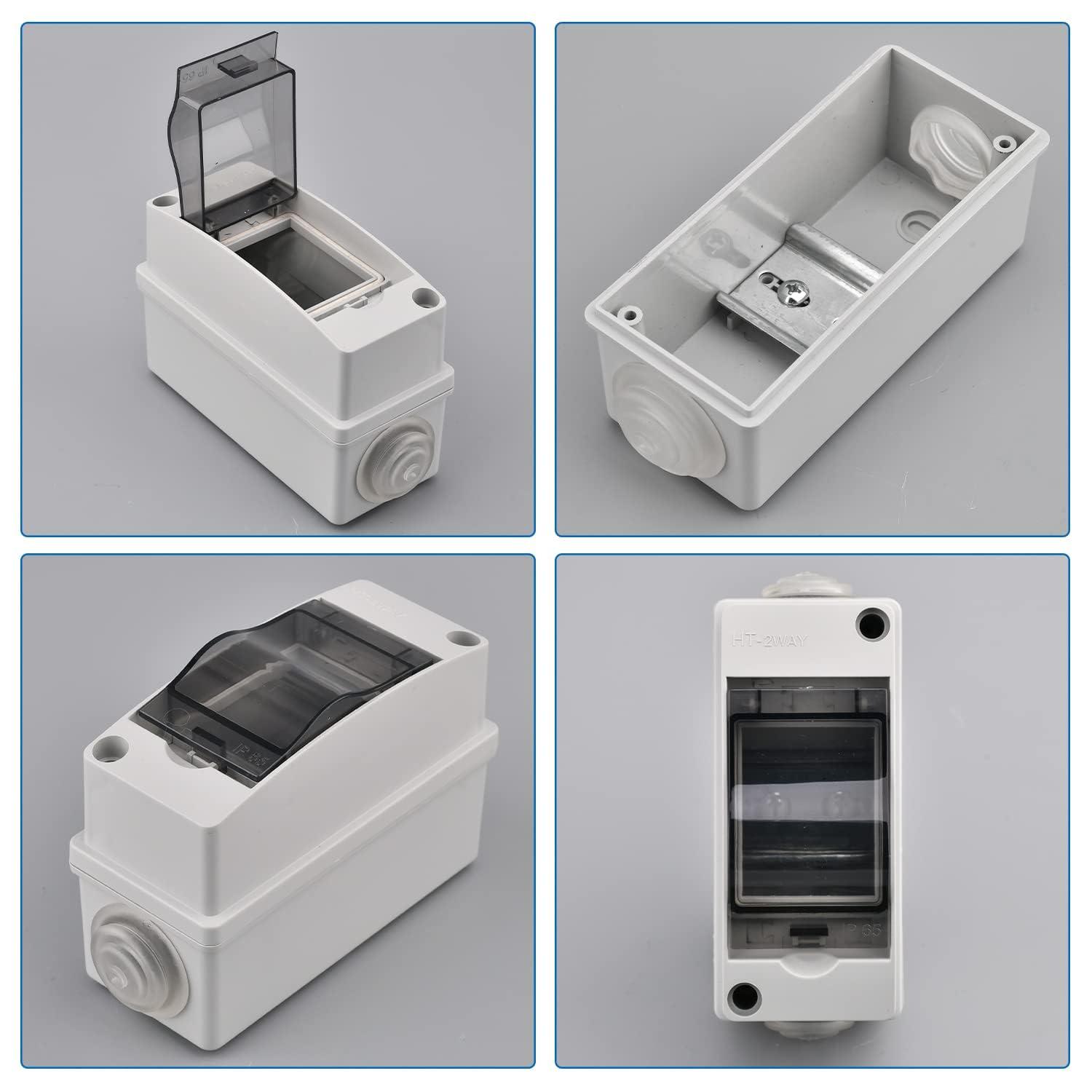 2x Aufputz Sicherungskasten IP65 1-reihig 2 Module 4 Anschlüsse