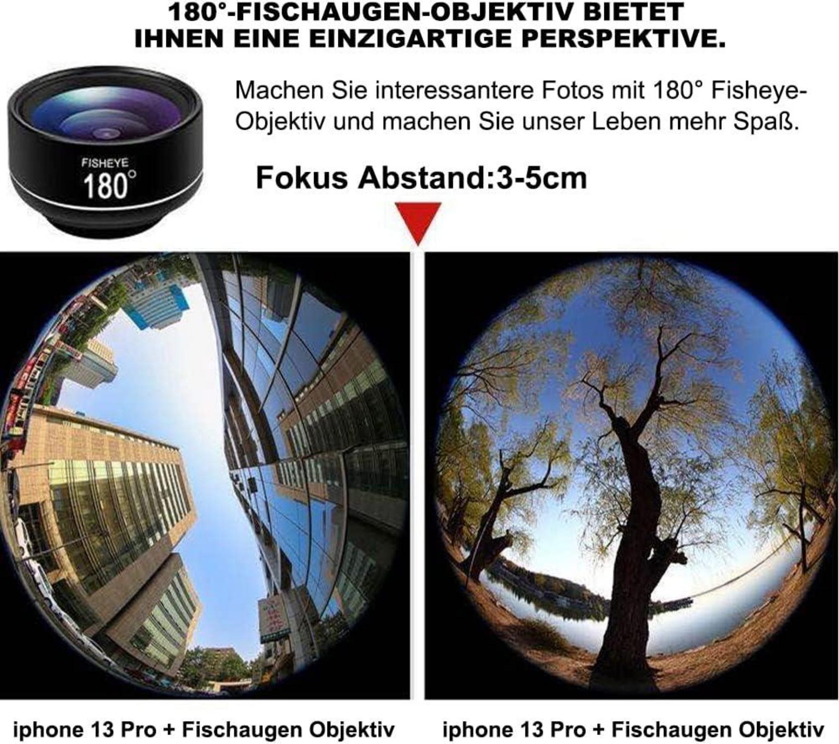 180° Fisheye-Objektiv mit Clip für iPhone Samsung Pixel BlackBerry