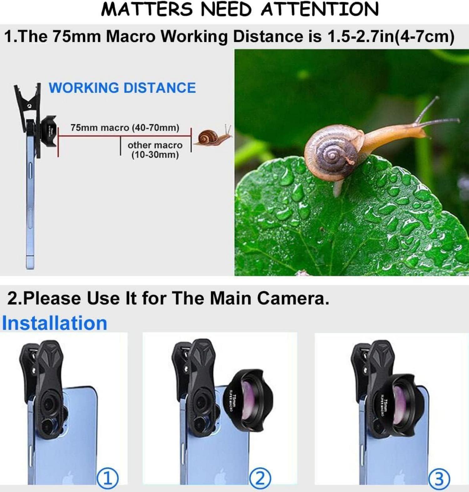 75mm Makroobjektiv HD für iPhone Samsung Pixel BlackBerry Clips