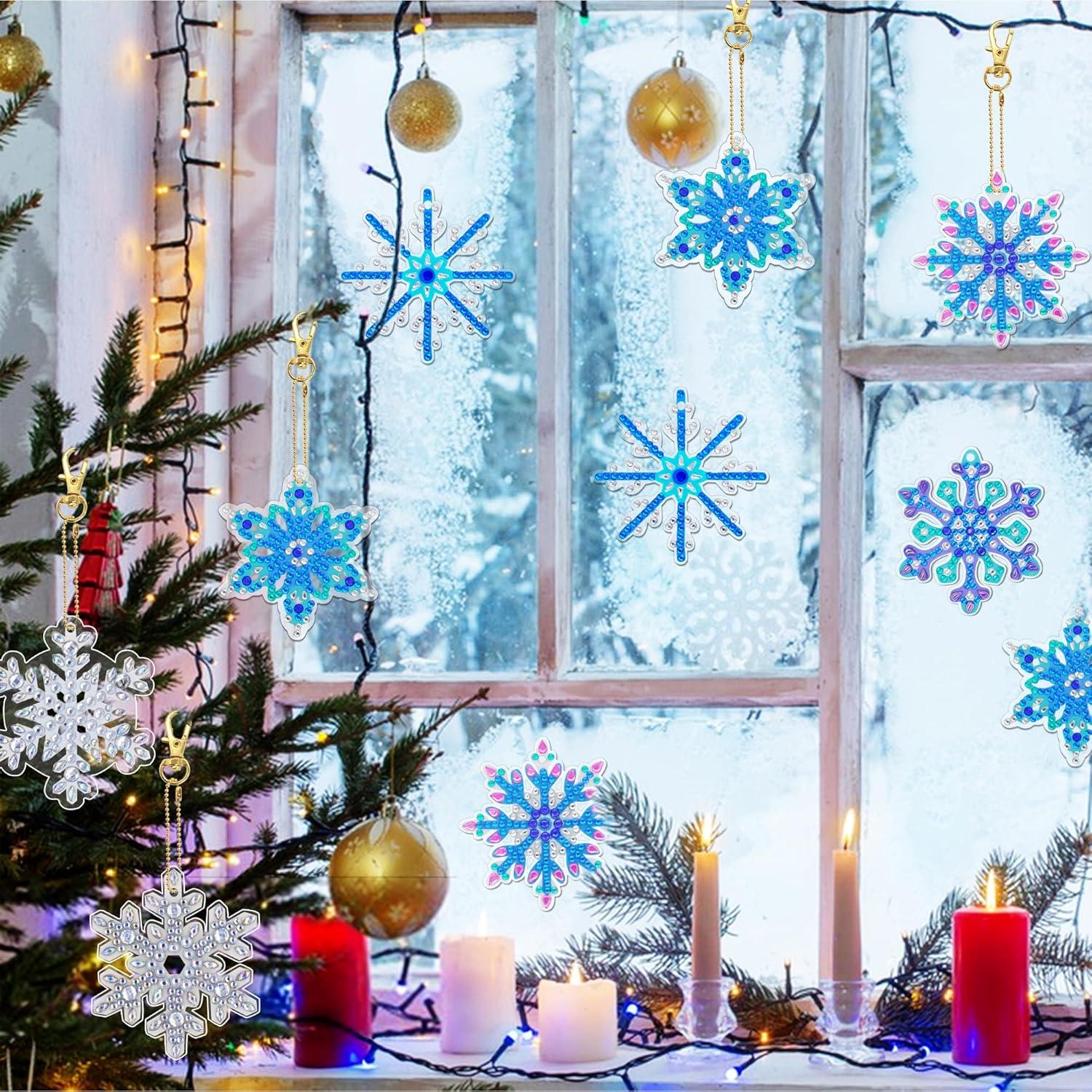 Schneeflocke Diamond Painting Schlüsselanhänger Set 12 Stück 5D DIY