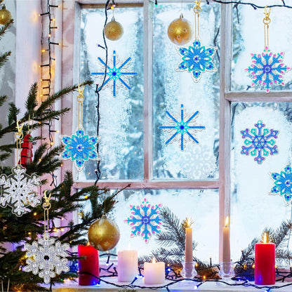 Schneeflocke Diamond Painting Schlüsselanhänger Set 12 Stück 5D DIY