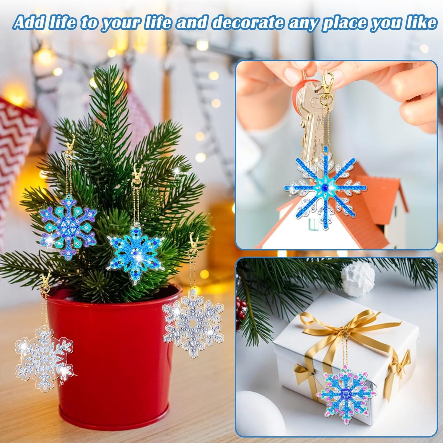 Schneeflocke Diamond Painting Weihnachten Schlüsselanhänger Set