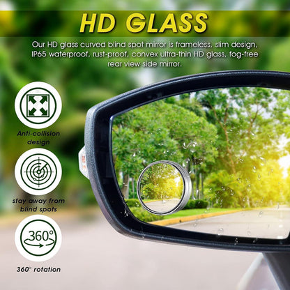2Pcs Toter Winkel Autospiegel 360° HD Glas einstellbarer