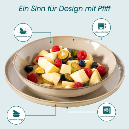 Vancasso Karst Steinzeug Tafelservice Set für 4 Personen