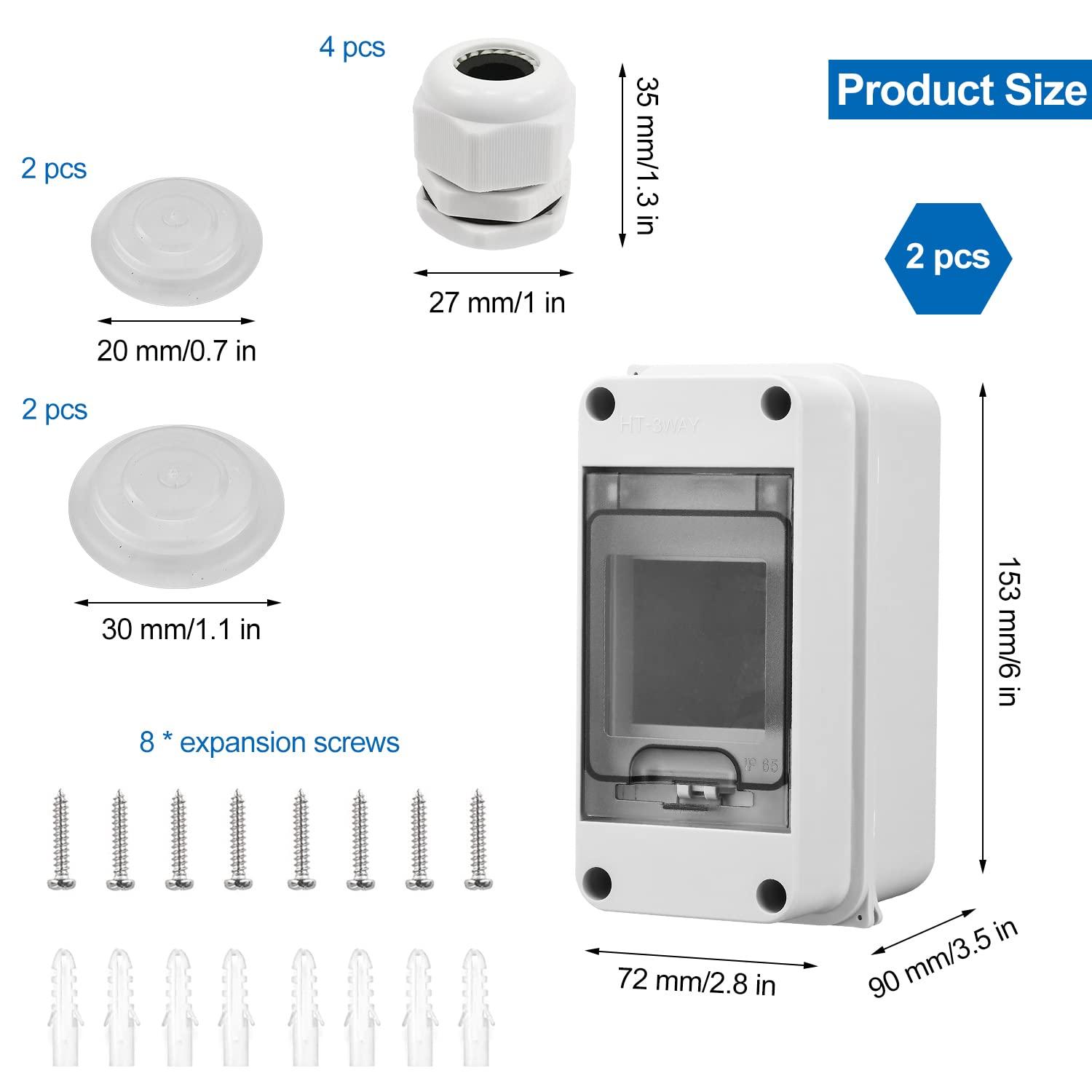 2er Set IP65 Sicherungskasten Aufputz 3 Module Feuchtraum