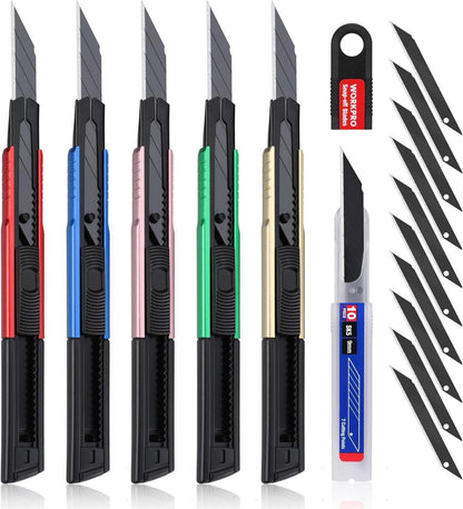 Professionelles 5-teiliges Cuttermesser Set mit 10 Ersatzklingen