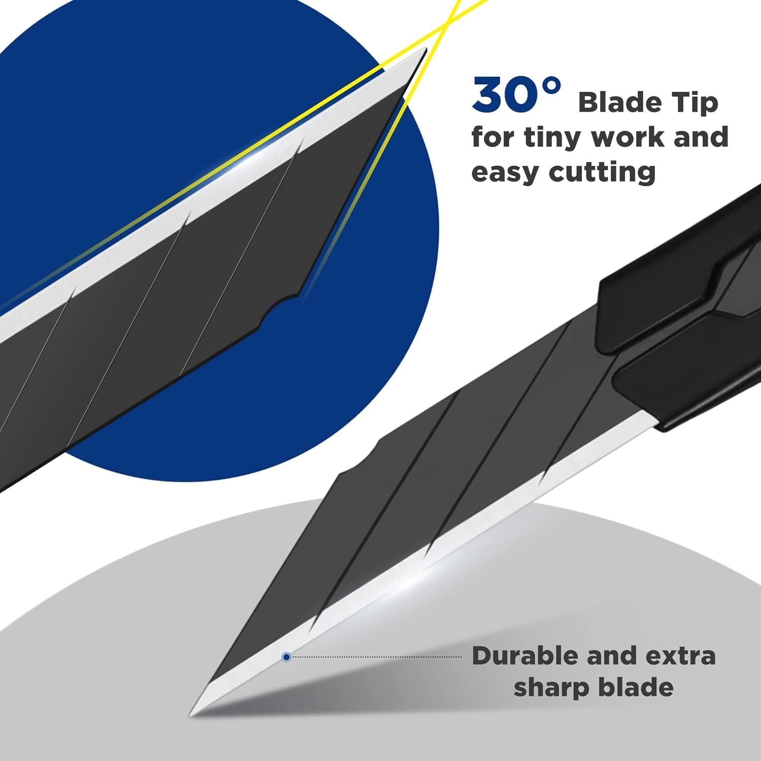 WORKPRO 5er Set Cuttermesser 9mm Aluminium mit 10 Abbrechklingen Profi