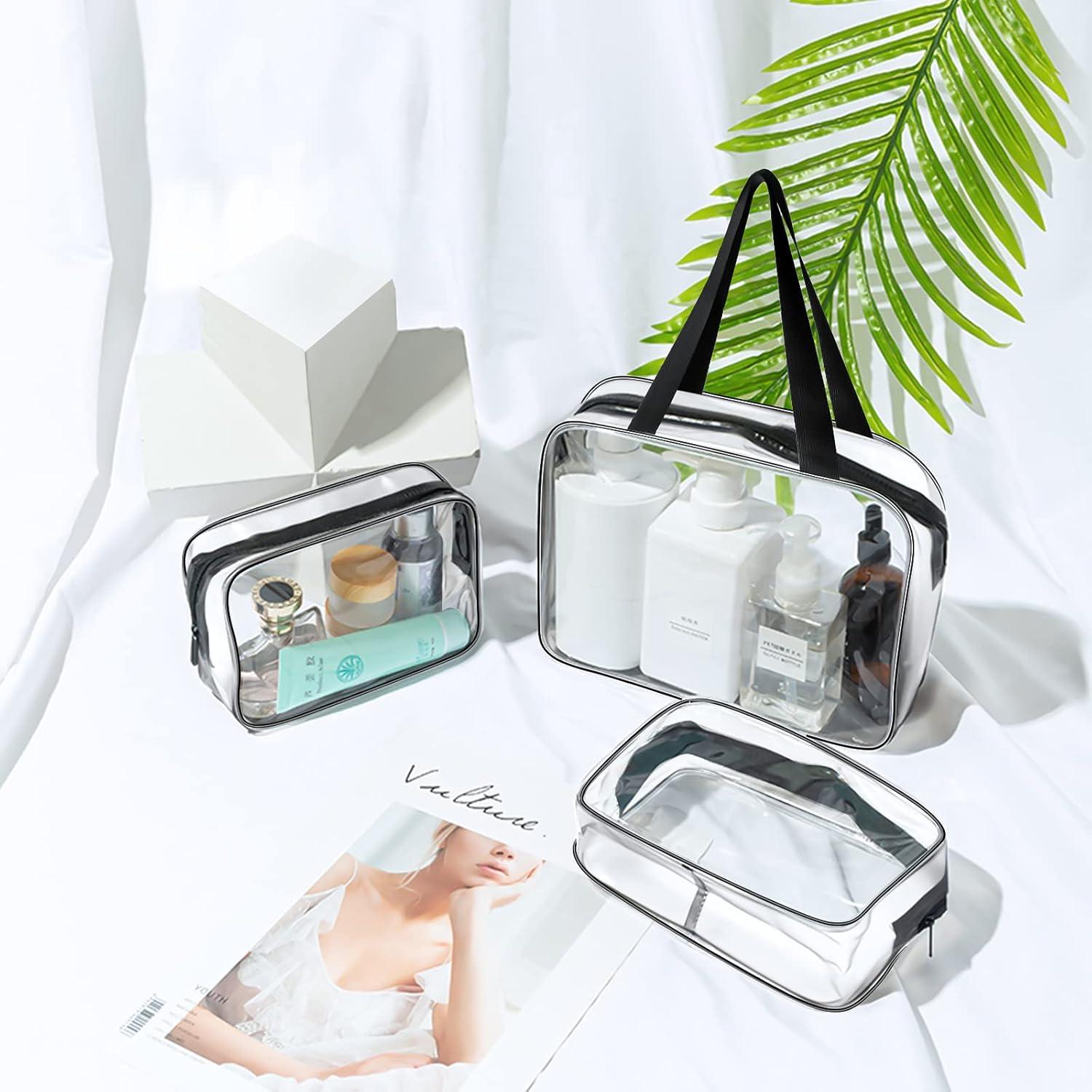 Aucuu Transparente Kulturtasche 3er-Set wasserdicht TSA-zugelassene Kosmetiktaschen