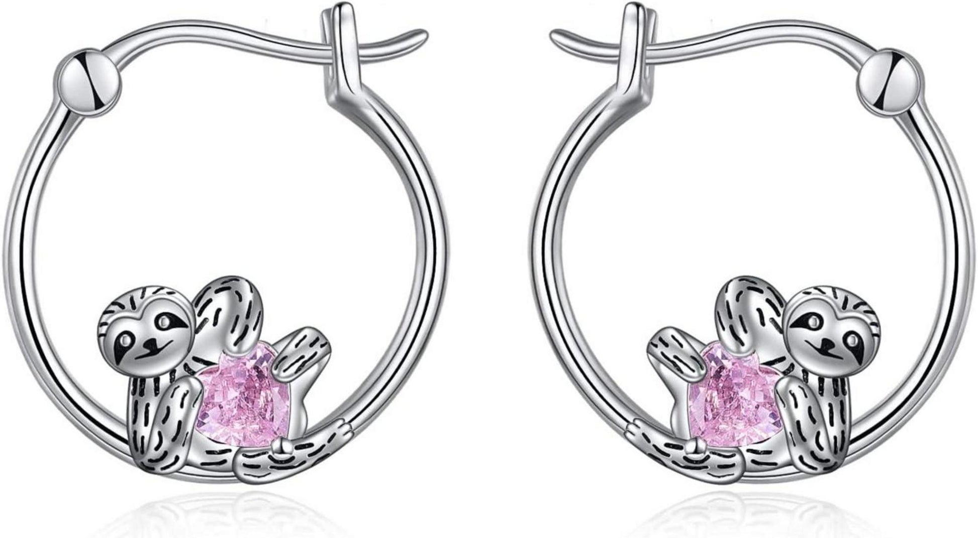 925 Sterling Silber Faultier Creolen Damen Mädchen Hypoallergen