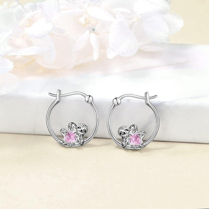 925 Sterling Silber Faultier-Creolen für Damen und Mädchen