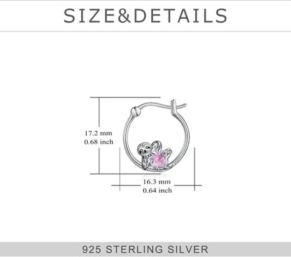 925 Sterling Silber Faultier-Creolen für Damen Mädchen Mutter Sister