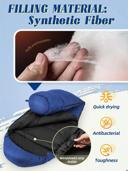 Mumienschlafsack Winter -7 ℃ Bis 20 ℃ 4 Jahreszeiten 2,4kg 210 X 80 CM