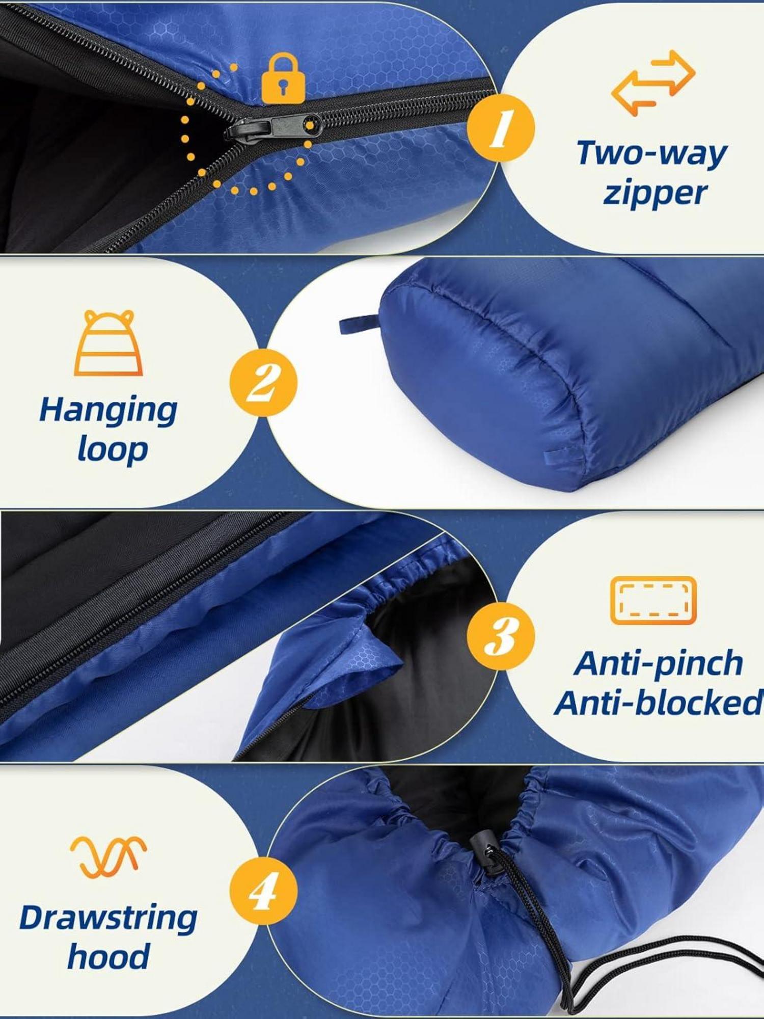 Forceatt Mumienschlafsack Winter -7℃ bis 20℃ Leicht 4 Jahreszeiten 210x80 cm