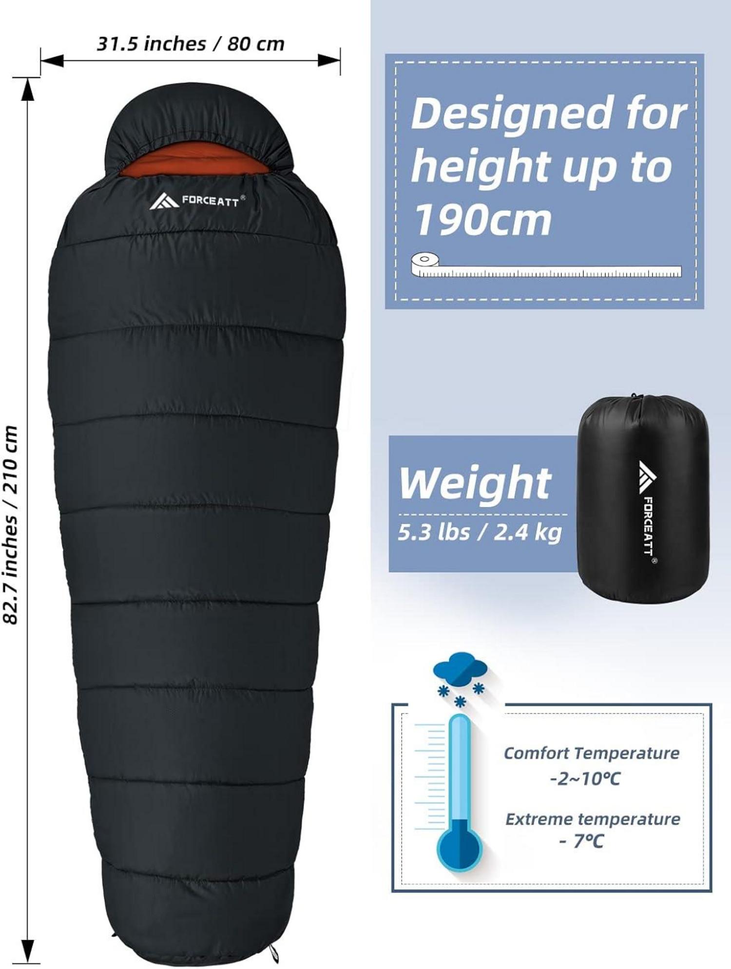 Forceatt Schlafsack Winter -7 ℃ bis 20 ℃ Mumienschlafsack 4