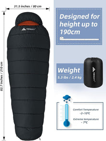 Forceatt Schlafsack Winter -7 ℃ bis 20 ℃ Mumienschlafsack 4