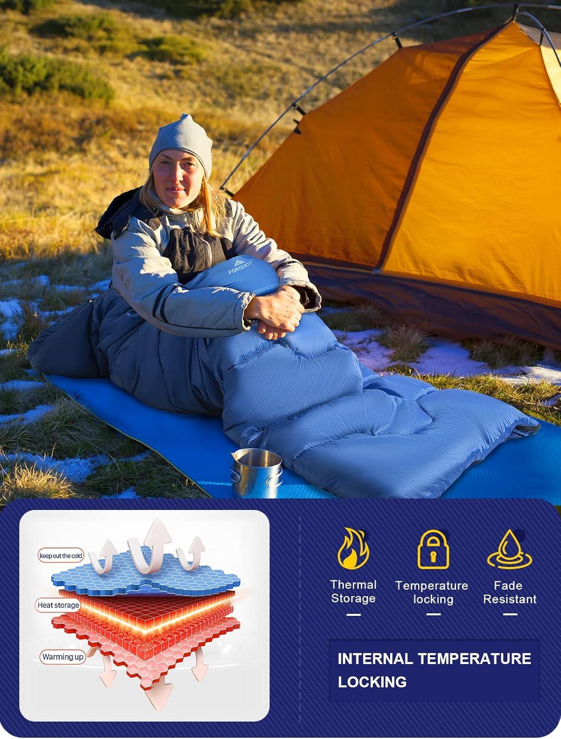 Forceatt Schlafsack Winter 4 Jahreszeiten -7~20°C Wasserabweisend 210x80CM