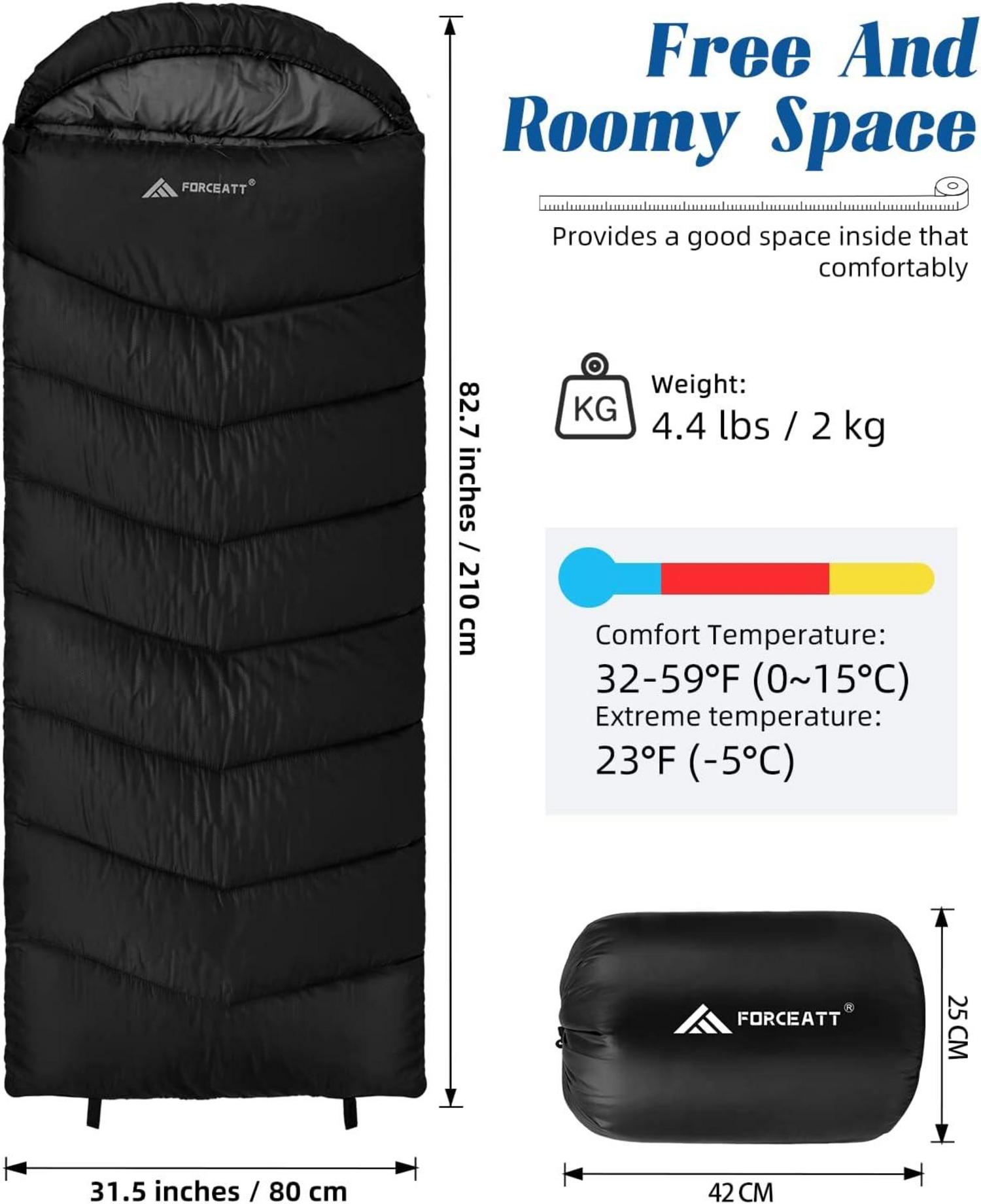 Forceatt Schlafsack Winter 4 Jahreszeiten -7~20°C