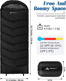 Forceatt Schlafsack Winter 4 Jahreszeiten -7~20°C