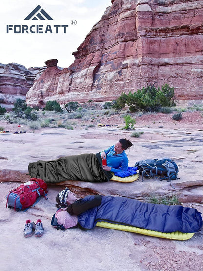 Forceatt Schlafsack Winter -7°C bis 20°C Mumienschlafsack 210x80cm wasserabweisend, leicht 4-Jahreszeiten für Camping Wandern Reisen Blau