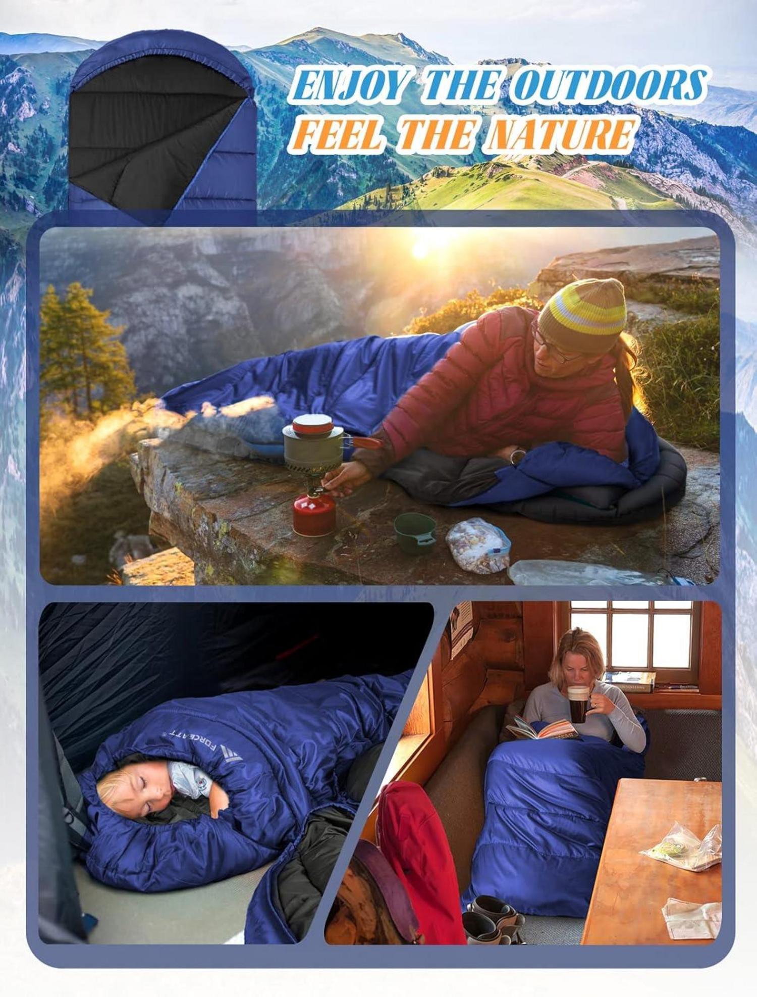 Forceatt Schlafsack für Erwachsene - Winter 4-Jahreszeiten -7~20°C - 210x80cm