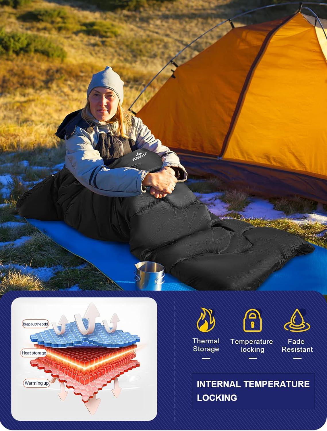 Forceatt Schlafsack Winter 4 Jahreszeiten -7~20°C Deckenschlafsack Erwachsene 210x80CM